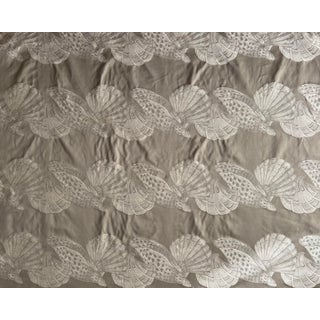 Coastal Monochromatic Embroidered Seashell Upholstery Fabric - 7 Yards For Sale