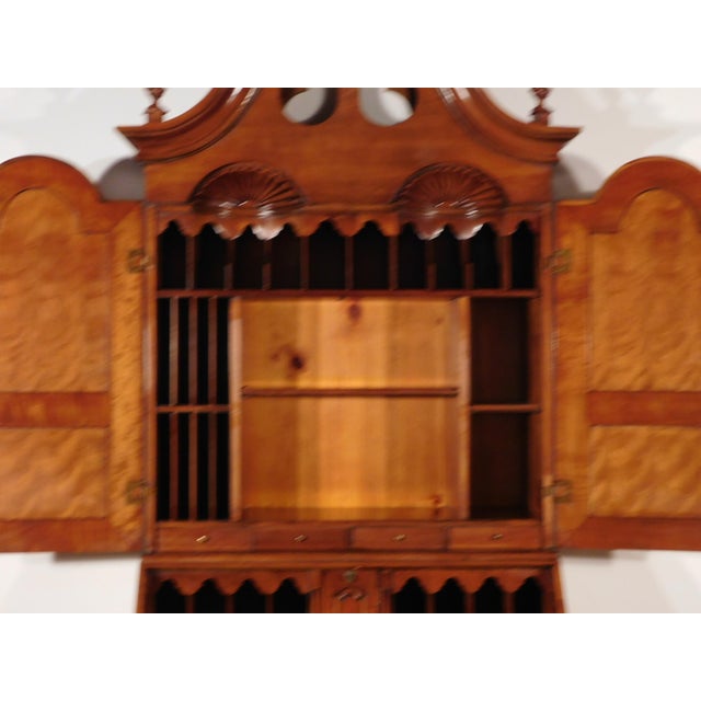 Rare Antique Wright Table Co. Tiger Maple Cherry Pine Chippendale Secretary Desk For Sale - Image 16 of 18