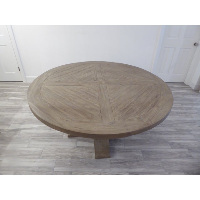 Restoration Hardware Round Trestle Dining Table | Chairish