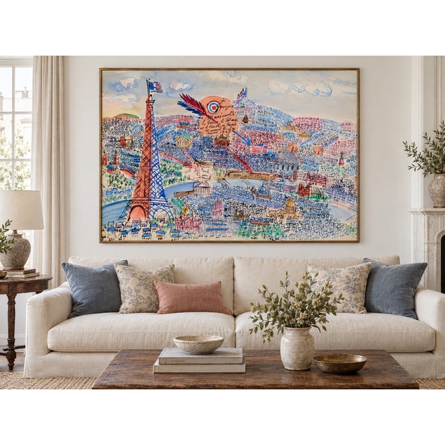 Art Deco Vintage Paris Wall Art Print – Eiffel Tower & French Cityscape by Raoul Dufy, 24" X 18" For Sale - Image 3 of 7