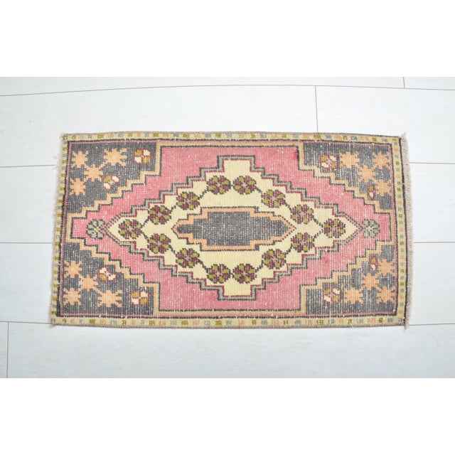 1960s Handmade wool and cotton rug in Turkish Anatolian Small Rug, Vintage Doormat Rug, Turkish Decorative Rug, Handmade...