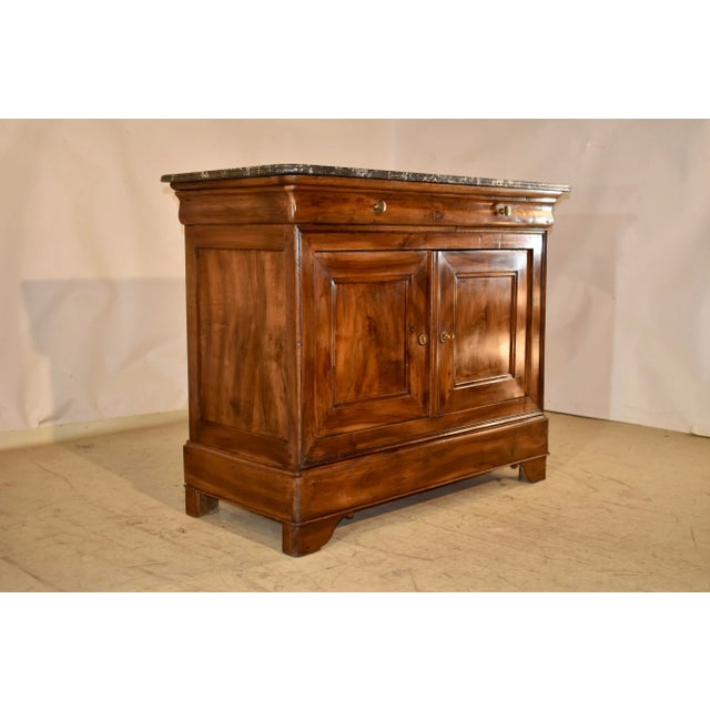 French Provincial 19th Century French Walnut Buffet With Marble Top For Sale - Image 3 of 8