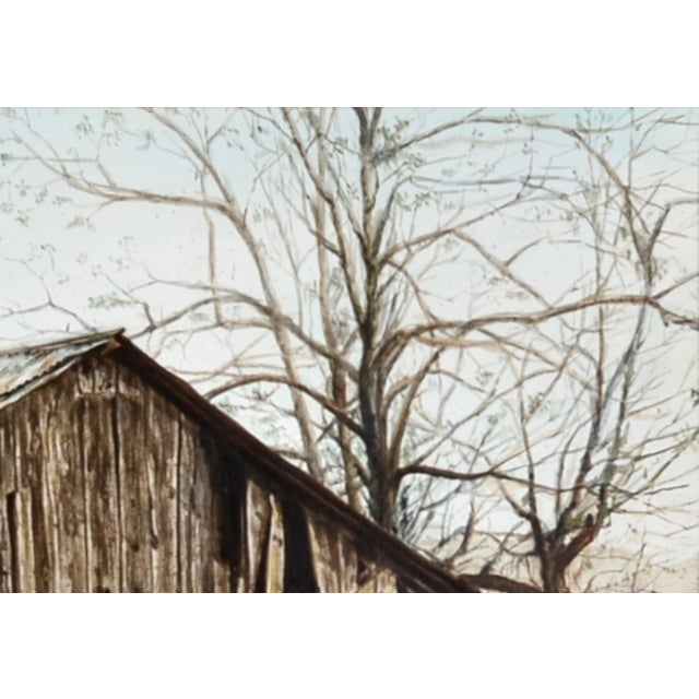 Paper Bart Machado - Old Barn Landscape 1973 Watercolor Painting For Sale - Image 7 of 10