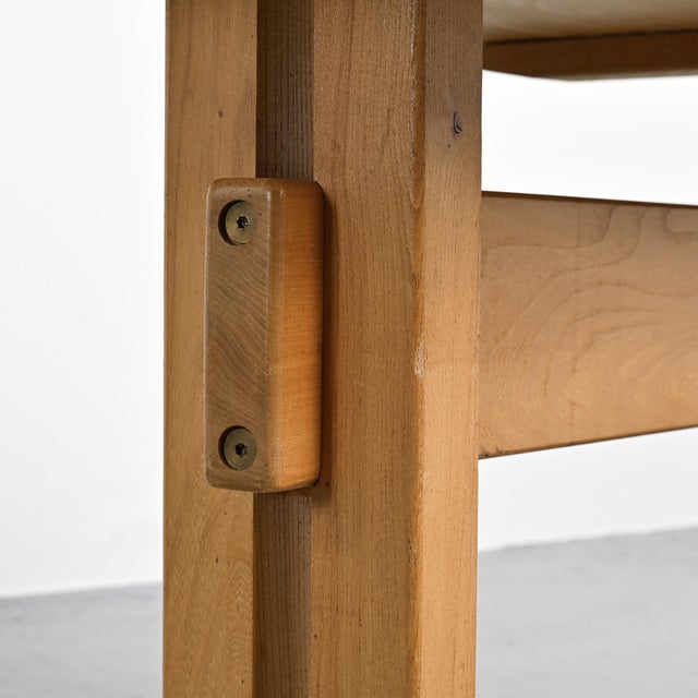 Brown Elm Dining Table by Charlotte Perriand for Les Arcs, France, 1970s For Sale - Image 8 of 15