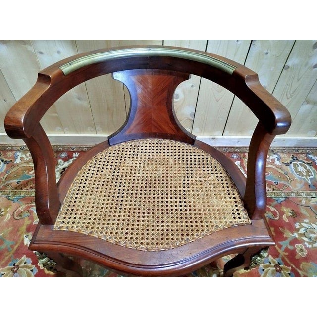 Wood Louis XV Style Caned Office Chair For Sale - Image 7 of 8