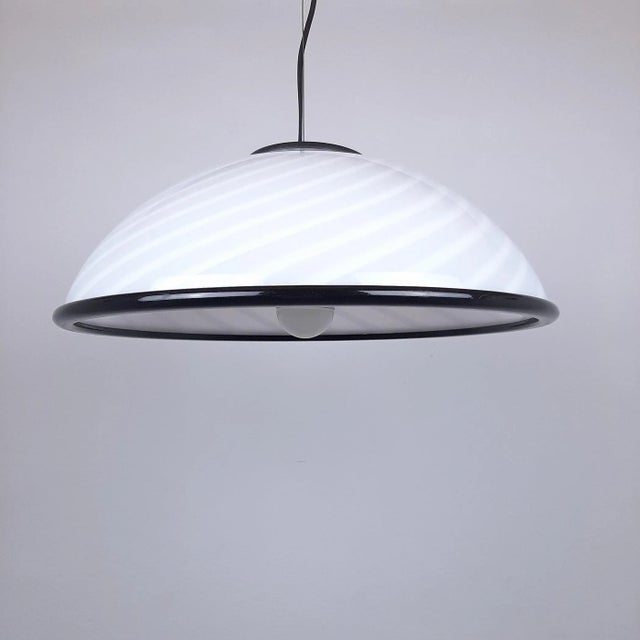 1980s Vintage Italian White and Black Pendant Lamp, 1980s For Sale - Image 5 of 11