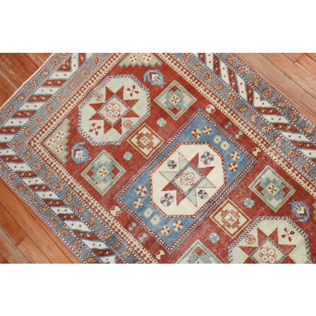 Textile Early 20th Century Vintage Tribal Caucasian Rug - 3'1" x 4'9" For Sale - Image 7 of 9