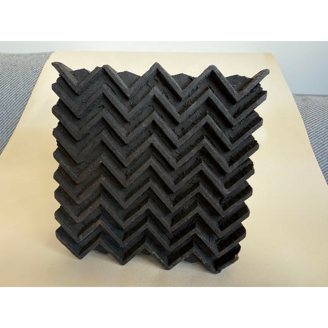 Antique Large Print Block Chevron Wooden Sculpture For Sale - Image 4 of 7