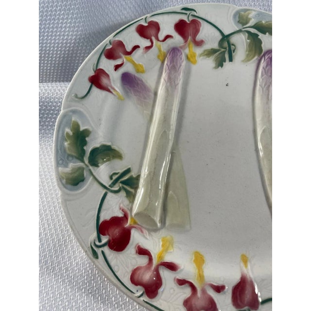 Antique French Faience Saint Clement Asparagus Plate For Sale - Image 6 of 12