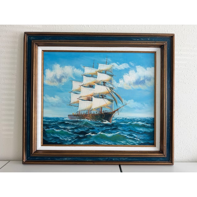 Paint K. Dossi Original Sailing Ship Oil Painting, Nautical Seascape, Maritime Art For Sale - Image 7 of 12