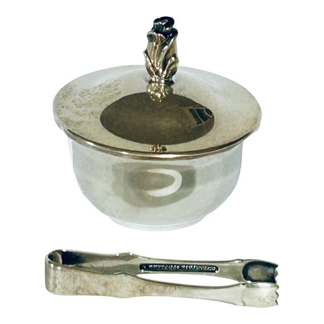 Tiffany Co. Sterling Silver Saccharine Box With Lid & Tongs For Sale