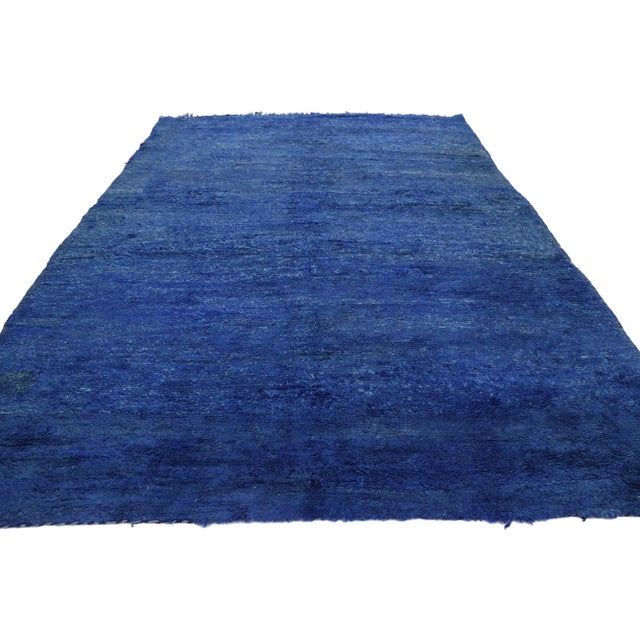 Tribal Vintage Berber Blue Moroccan Rug - 07'00 X 10'02 For Sale - Image 3 of 7