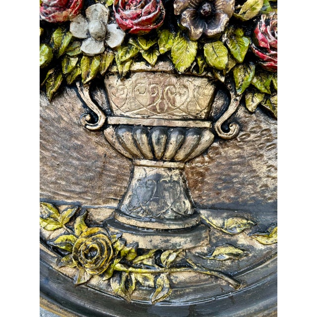 Gold Vintage 1970s Finesse Originals Large Oval Shaped Fiberglass Rose Bouquet 3d Wall Art For Sale - Image 8 of 12