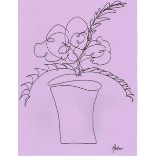 "1 Line Minimalist Botanic #13" Contemporary Original Ink Drawing by CL Auker For Sale