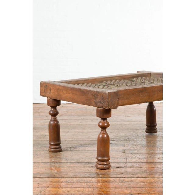 Antique Indian Arched Window Grate Made into a Coffee Table with Baluster Legs For Sale - Image 12 of 13