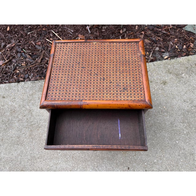 Wood Vintage Burnt Bamboo and Cane Accent Cabinet For Sale - Image 7 of 11