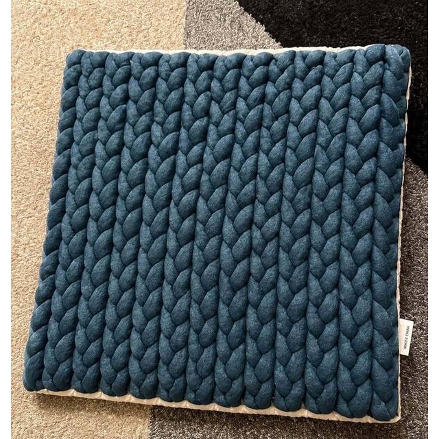 New With Tags 20”x20” West Elm Braided Jersey Pillow Cover Teal For Sale In Sacramento - Image 6 of 6