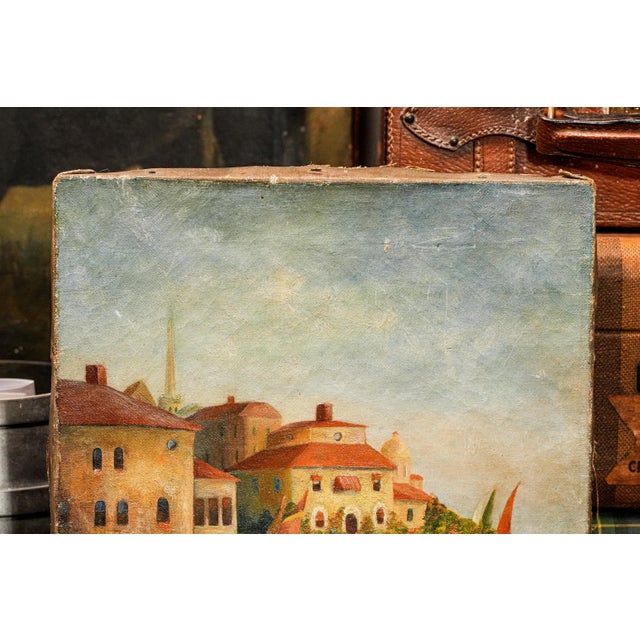 Colorful Mediterranean Coast Landscape Antique Oil Painting Home Wall Decor Grand Tour Travel For Sale - Image 4 of 11