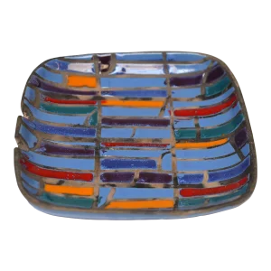 Diminutive Vintage Italian Modernist Periwinkle Textured Ashtray by Raymor