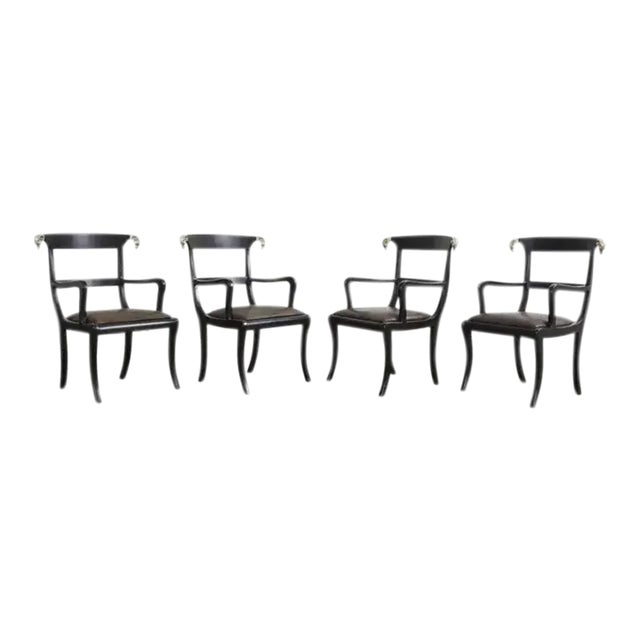 Set of Four English Regency Style Armchairs With Rams Heads For Sale