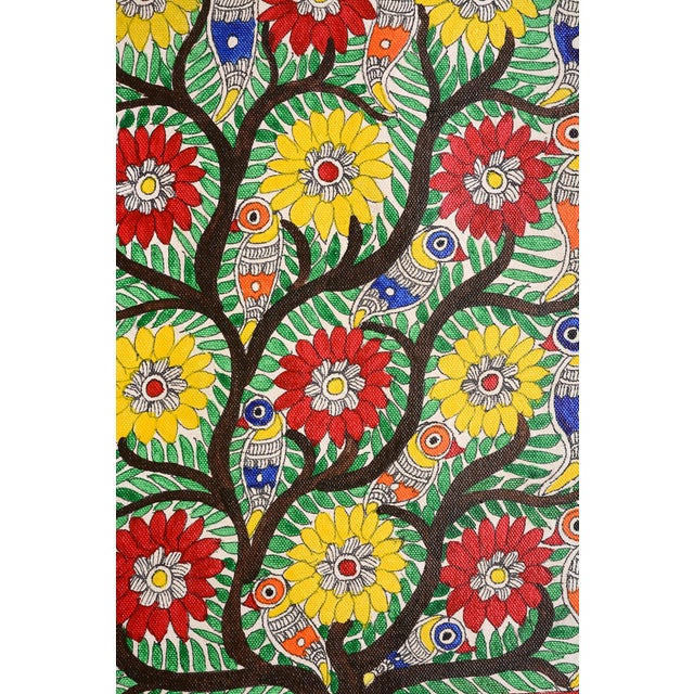 This stunning masterpiece features the sacred Tree of Life, a central motif in Mithila culture that symbolizes growth,...