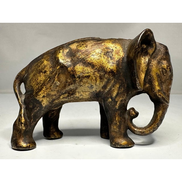 Vintage Arcade Cast Iron Elephant Still Bank: Gold Accent, c.1910-1932 For Sale - Image 6 of 10