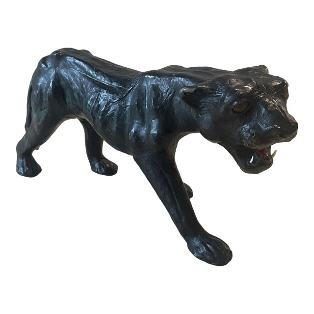 Leather Panther Sculpture For Sale