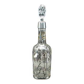 Antique Sherry Decanter, English, Glass, Silver Plate, Spirit Bottle, Edwardian For Sale