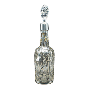 Antique Sherry Decanter, English, Glass, Silver Plate, Spirit Bottle, Edwardian