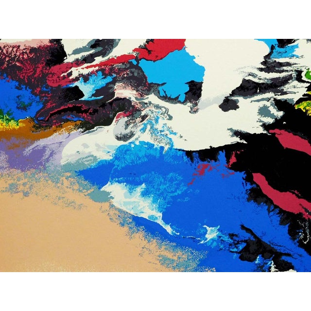 Blue 1990s "Thunderbird" Abstract Serigraph by Robert Katona For Sale - Image 8 of 10