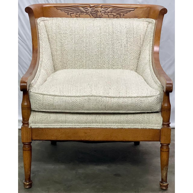Vintage Statton Furniture Mahogany & Textured Slub Upholstery Club Chair For Sale - Image 12 of 13