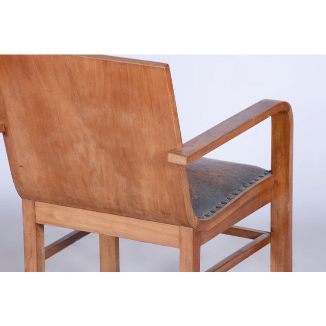 Brown Czech Art Deco Cherry Armchair attributed to Jindřich Halabala for Up Závody, 1930s For Sale - Image 8 of 11