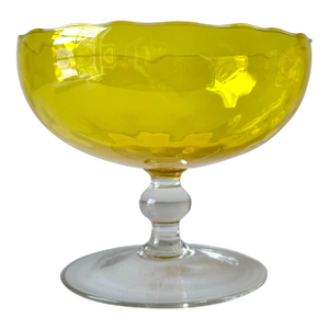 1970s Italian Optic Glass Footed Bowl