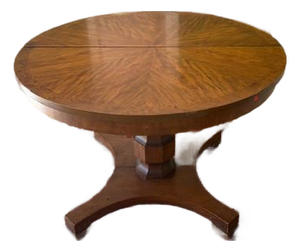 Antique French Round Walnut Dining Table 3 Leafs Circa 1880