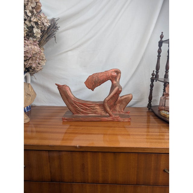 Art Deco Style Terracotta Sculpture of a Slender Woman, 1990 For Sale - Image 12 of 12