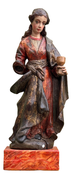 Saint Barbara, Polychrome Carving, 18th Century, Wood