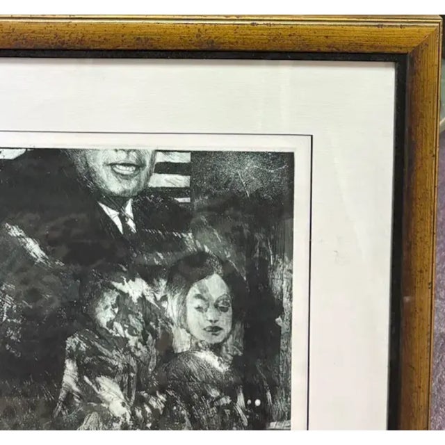 Mid-Century Modern Mid Century Original Lithograph Titled "Portrait of the Artist" - By Artist Vaino Kola, Signed, Dated, Numbered - Jfk, American Flag For Sale - Image 3 of 9