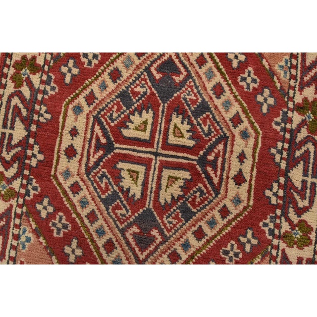 Textile Kazak Runner 2’1” X 6’1” Red Wool Tribal Hand-Knotted Oriental Rug For Sale - Image 7 of 11