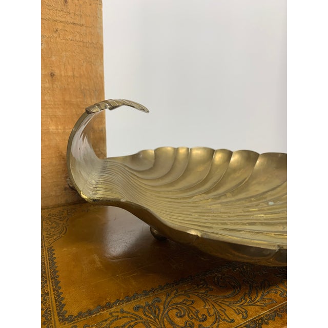 Large Vintage Brass Scallop Shell Centerpiece Bowl