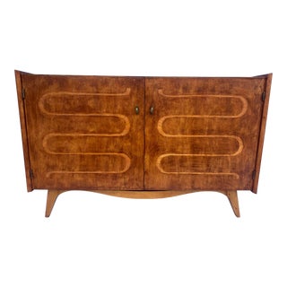 1960s Rustic Inlayed Baltic Birch Midcentury Modern Sideboard For Sale