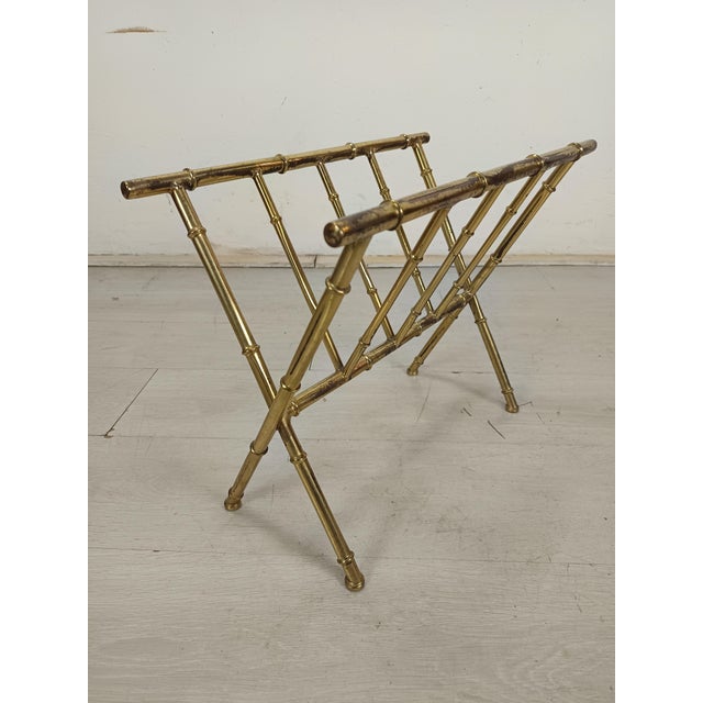 Brass and Bamboo Magazine Rack, 1970s For Sale - Image 14 of 14