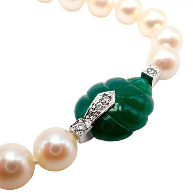 Metal Mid 20th Century Cartier White Gold Pearl Diamond Chalcedony Patiala Bracelet For Sale - Image 7 of 9