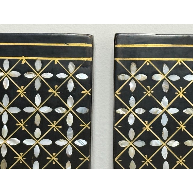 Black Chinese Mother-of-Pearl “Hundred Antiques” Six Panel Screen For Sale - Image 8 of 12