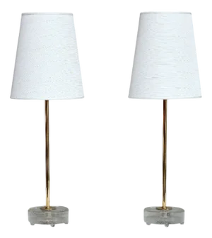 Brass and Glass Table Lamps from Falkenbergs Belysning, Sweden, 1960s, Set of 2
