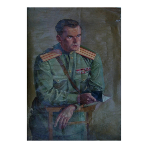 1970s Soldier Portrait Painting, Soviet Socialist Realism Art, Ukrainian Artist 85-59
