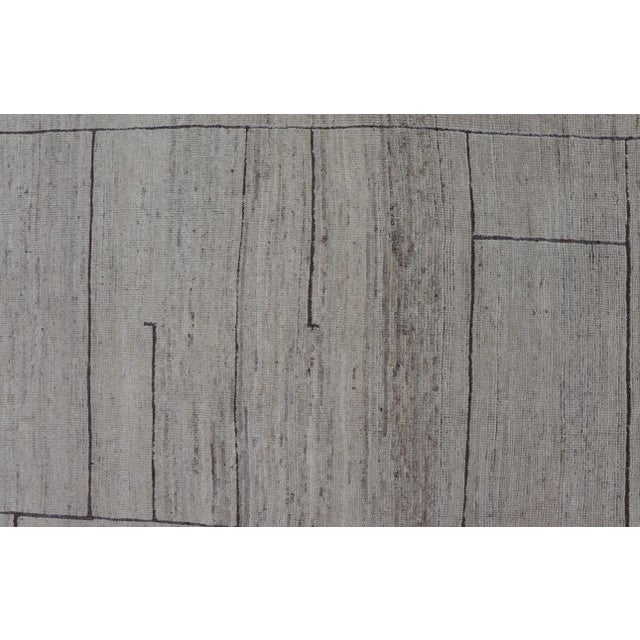 Brown Modern Design Rug in White and Brown Tones by Keivan Woven Arts 9'4 X 11'9 For Sale - Image 8 of 12