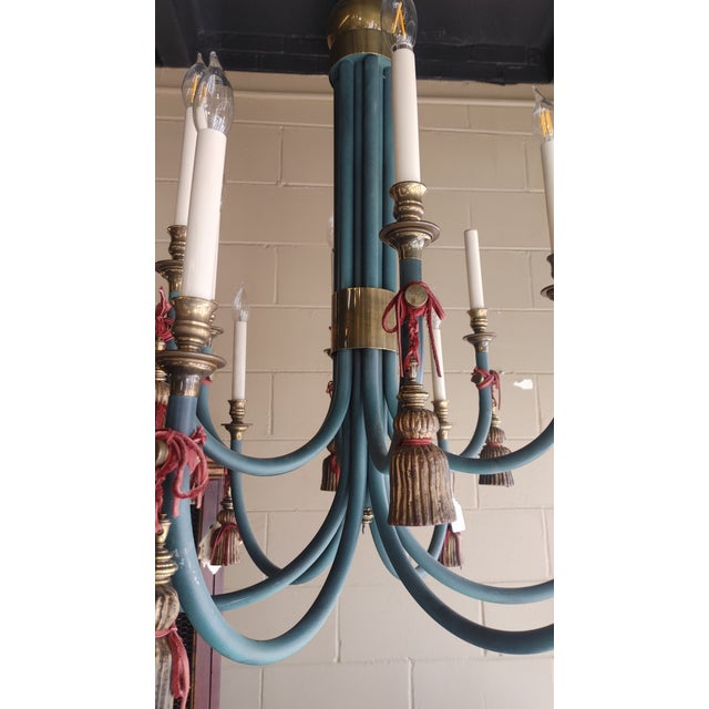 Vintage Italian Style Tassel 12-Light Chandelier For Sale - Image 4 of 9