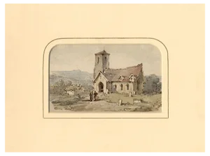 Unidentified Subjects, Unidentified Subjects, William Burgess of Dover, Country Church with Figures 1829, Watercolour, 1800s, Paper, 1800s, Watercolor