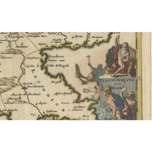 Antique Map of the Peloponnese Peloponnesus by Cluver, 1697 For Sale - Image 3 of 9
