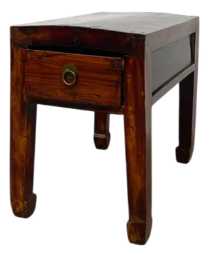 1970s Vintage Accent Table in Style of Chinese Distressed Elm Wood Table